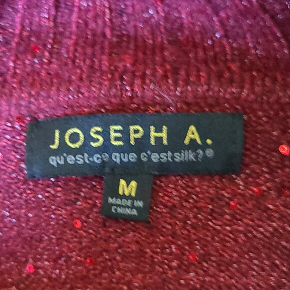 JOSEPH A. Qu'est--ce Que C'est Silk? JOHNNY COLLAR IN MAROON SMALL SEQUI… - Picture 2 of 6